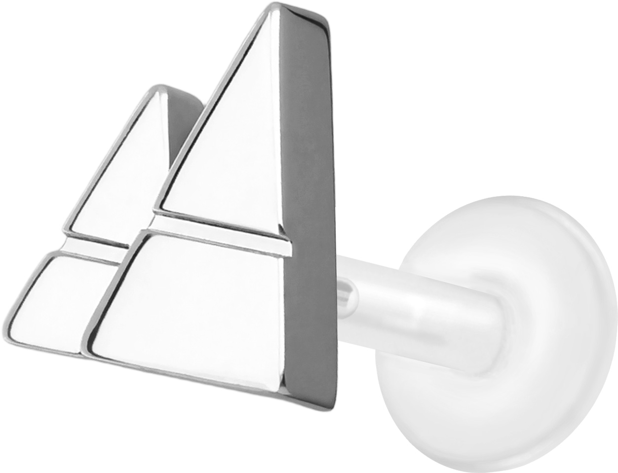 PTFE Labret Piercing mit Innengewinde + Titan-Aufsatz 2 PYRAMIDEN